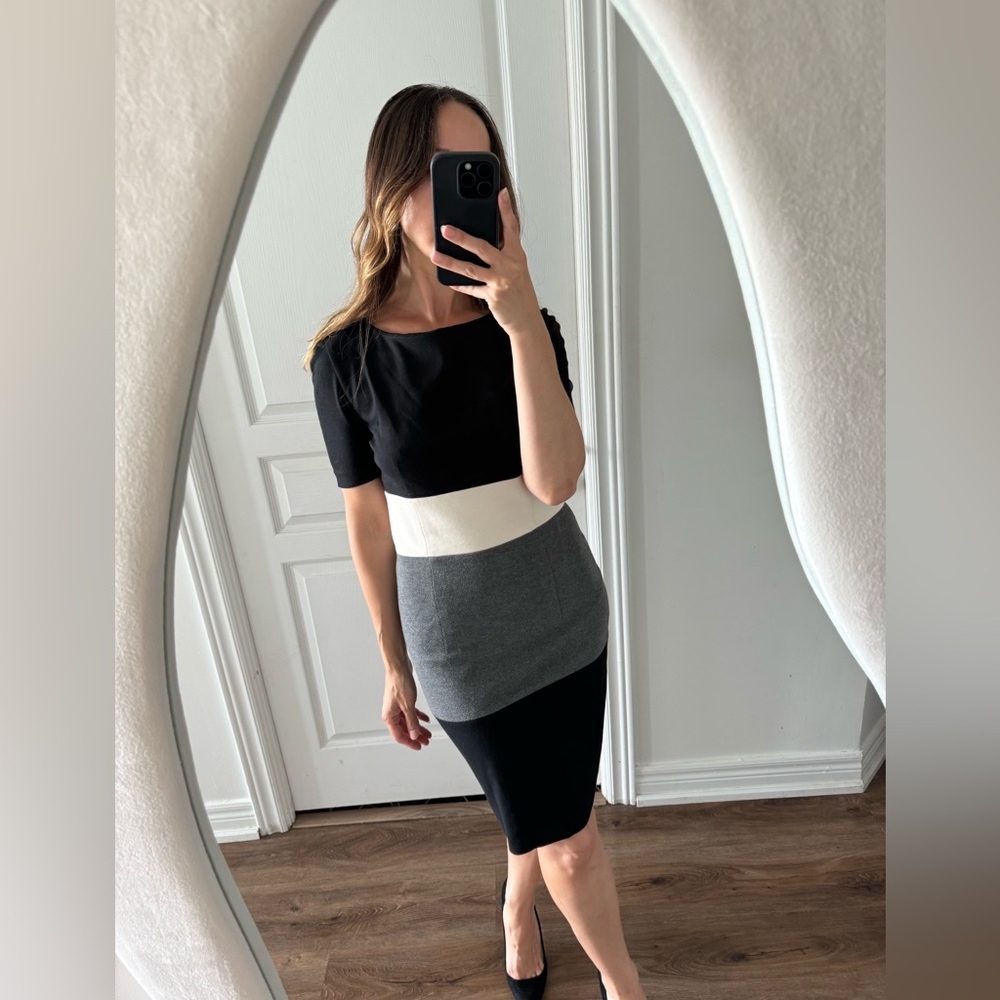 Elegant Black and Gray Colorblock Dress